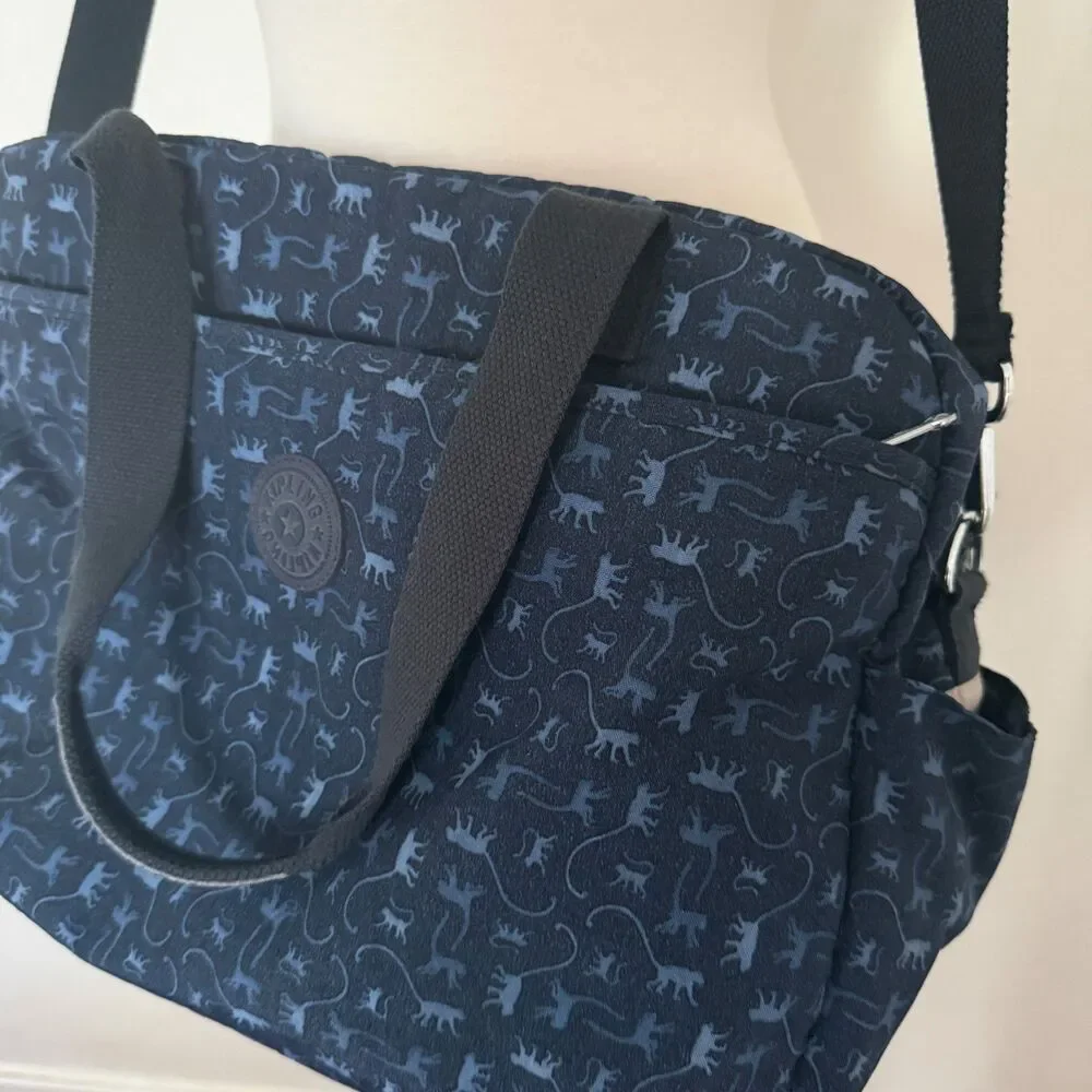 Rare Kipling Popper Diaper Bag Monkey Mania Print Nylon Utility Travel Tote
